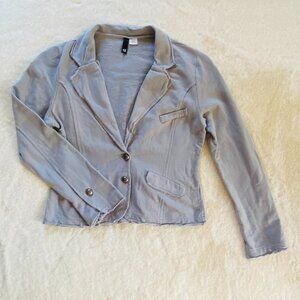 H & M Divided Raw Hem Distressed Gray Knit Blazer Women's Size 12 100% cotton